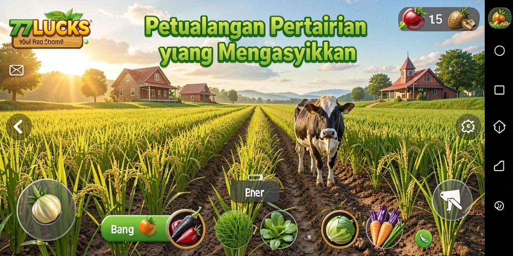 Gameplay seru dan interaktif di 77LUCKS menunjukkan pertanian yang menyenangkan.