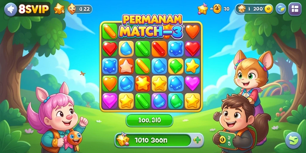 Tampilan gameplay seru dari 8SVIP dengan elemen Match-3.