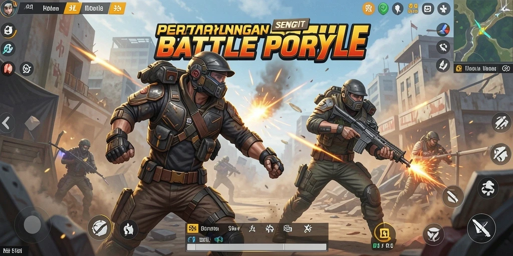 Screenshot dari gameplay 9SL yang menampilkan pertempuran sengit di pulau.