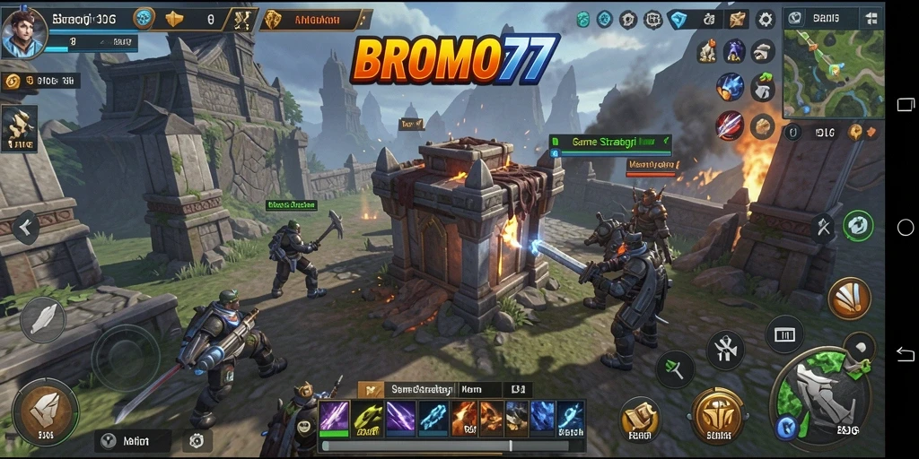 Screenshot gameplay BROMO77 menampilkan aksi strategi yang menegangkan.