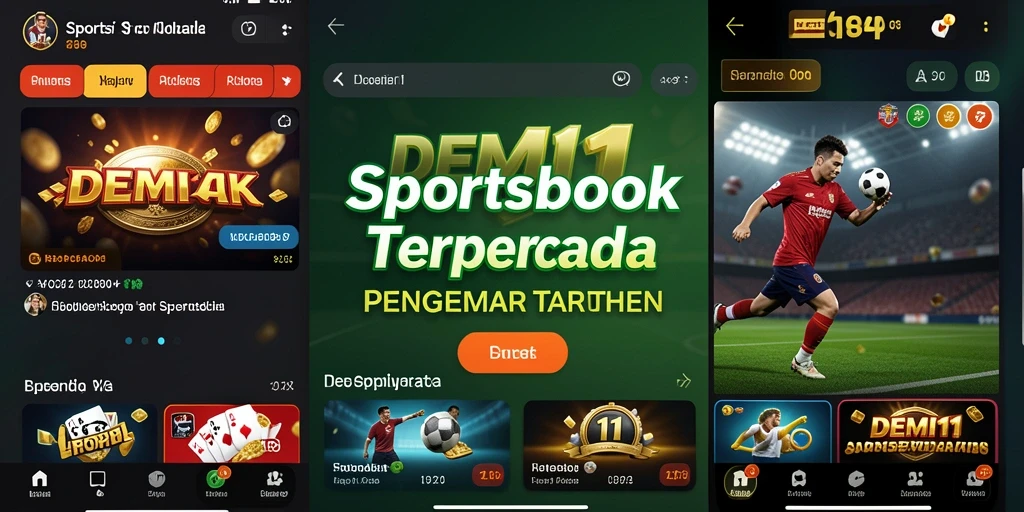 Screenshot utama DEMI11 menampilkan antarmuka taruhan olahraga yang menarik.