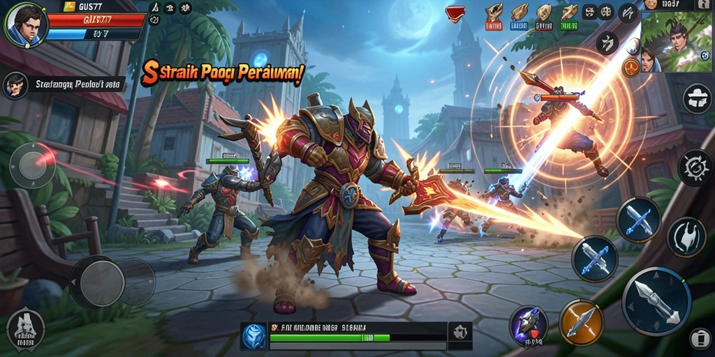 Tangkapan layar gameplay GUS77 dengan aksi strategi mendebarkan.