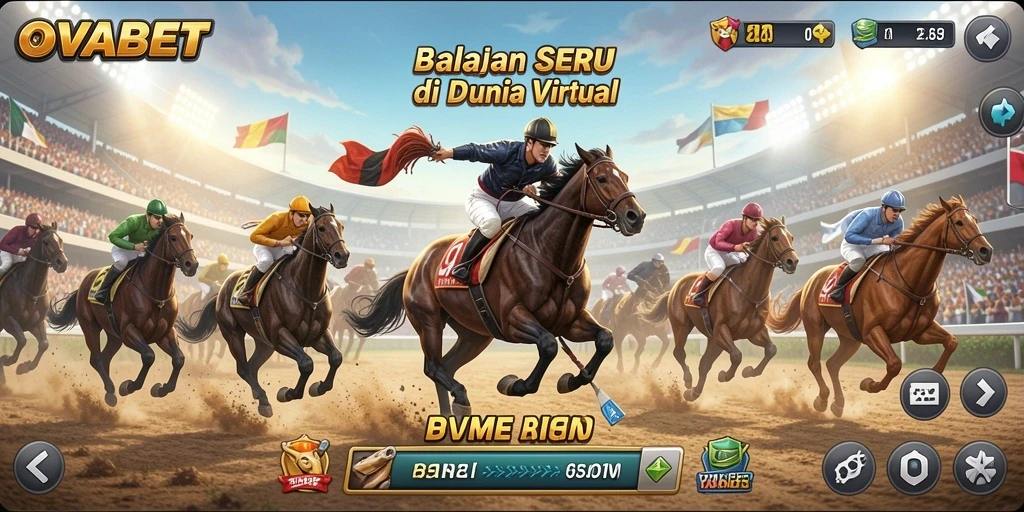 Tampilan gameplay balapan yang mendebarkan di OVABET.