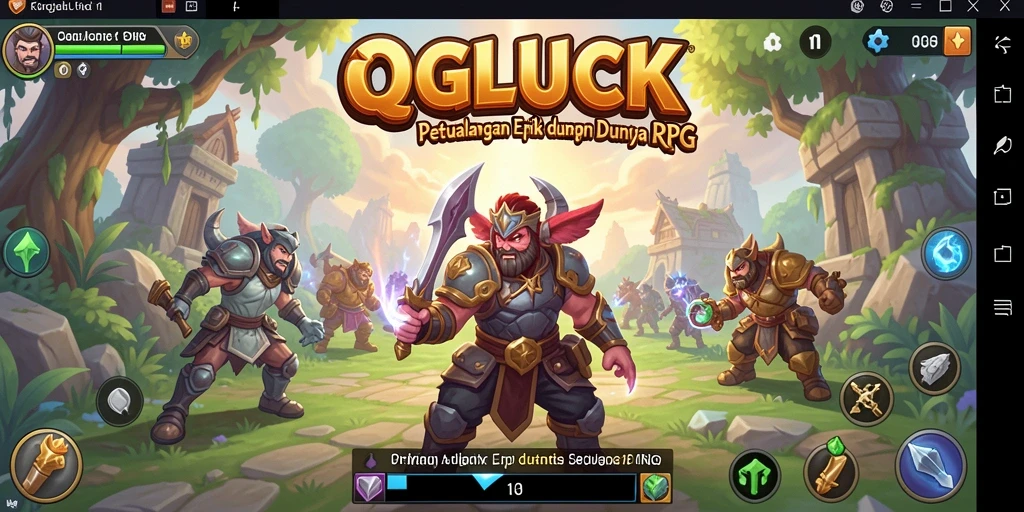 Screenshot QGLUCK menampilkan pertarungan epik dalam dunia RPG yang menawan.