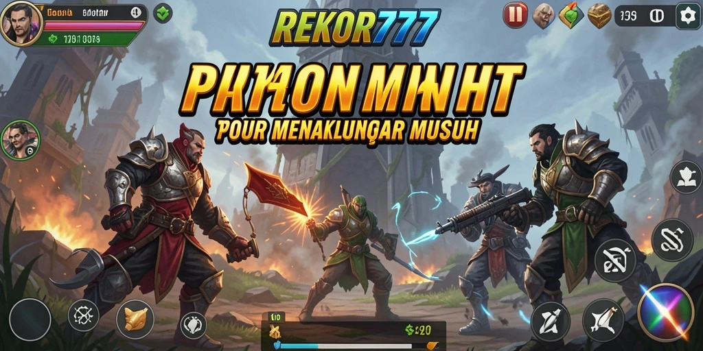 Screenshot gameplay REKOR777 yang menampilkan pertempuran menara Tower Defense.