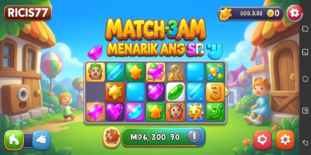 Tampilkan gameplay seru RICIS77 dengan tantangan Match-3.