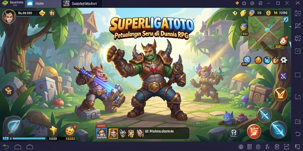 Tangkapan layar dari gameplay RPG SUPERLIGATOTO yang seru.