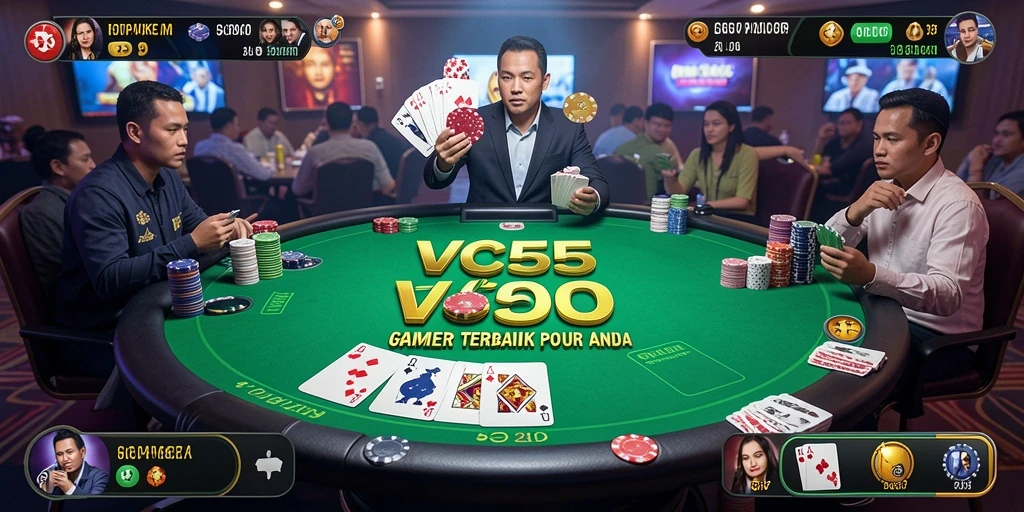 Screenshot VC55 menampilkan momen seru permainan poker.